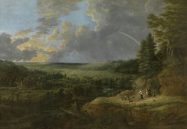 Landscape with Rainbow (oil on canvas)