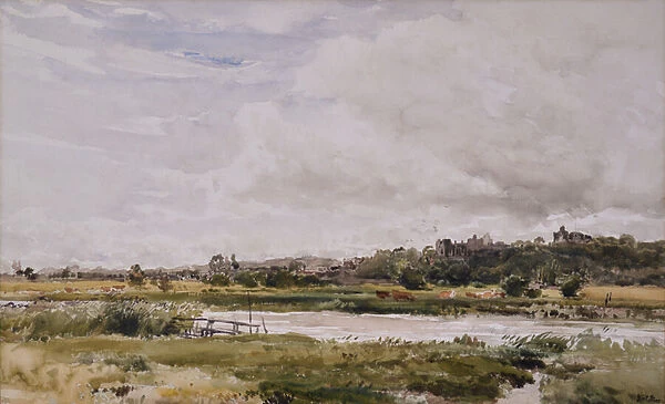 Landscape, river in foreground, 1860-91 (Watercolour)