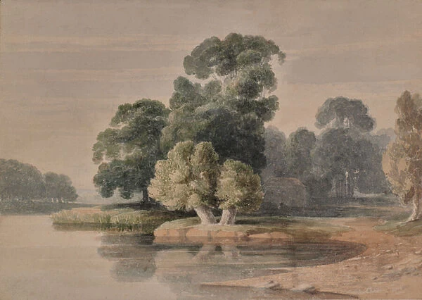 Landscape with river or lake, 1810-65 (Watercolour)