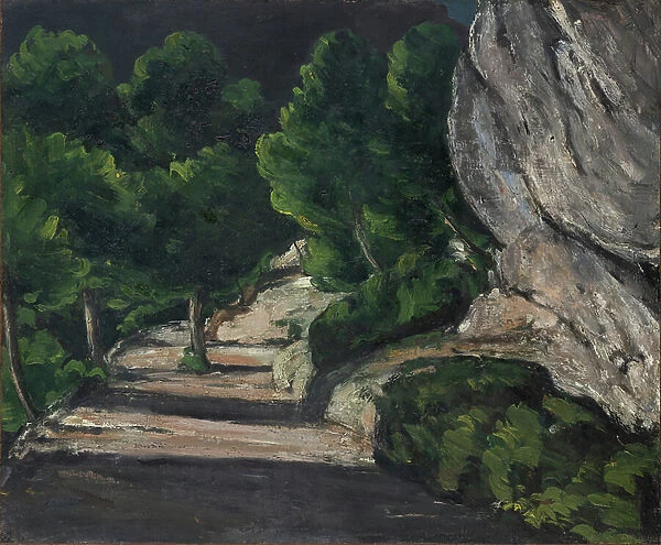Landscape, Road with Trees in Rocky Mountains, c.1870-71 (oil on canvas)
