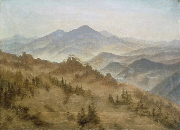 Landscape with the Rosenberg in the Bohemian Mountains, 1835 (oil on canvas)