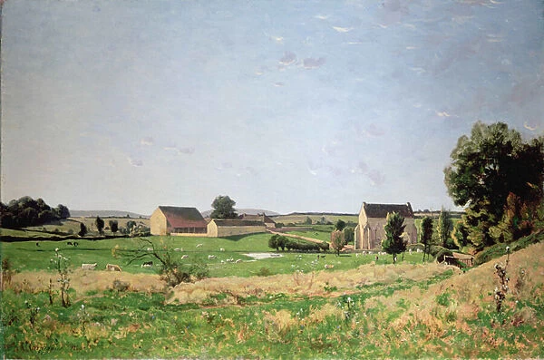 Landscape in Saulce, Yonne (oil on canvas)