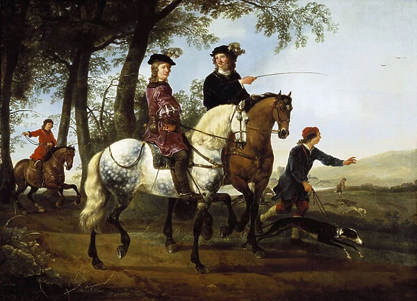 Landscape with Sportsmen Setting Out for the Hunt, early 1650s (oil on canvas)
