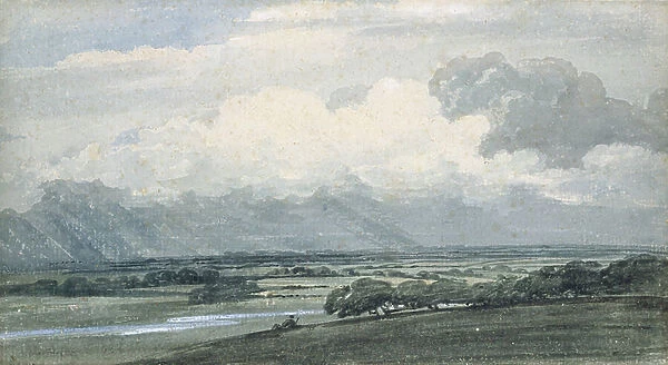 Landscape with stormy sky, c.1800 (w / c & bodycolour on paper)