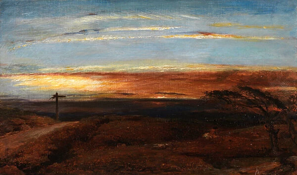 Landscape at Sunset, 1874 (oil on board)