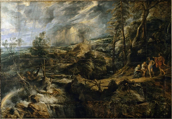 Landscape of Tempete with the Old Phrygians Philemon and Baucis (Painting, c. 1620)