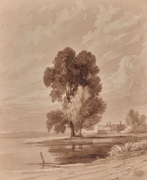 Landscape with trees, 1810-65 (Watercolour)