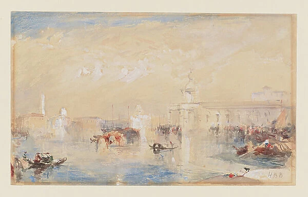 Landscape after Turner's The Dogana, San Giorgio, Citella, from the Steps of Europa (w / c, bodycolour & pencil on paper)