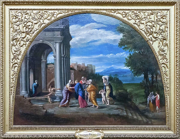 Landscape with the visitation, (oil on canvas)