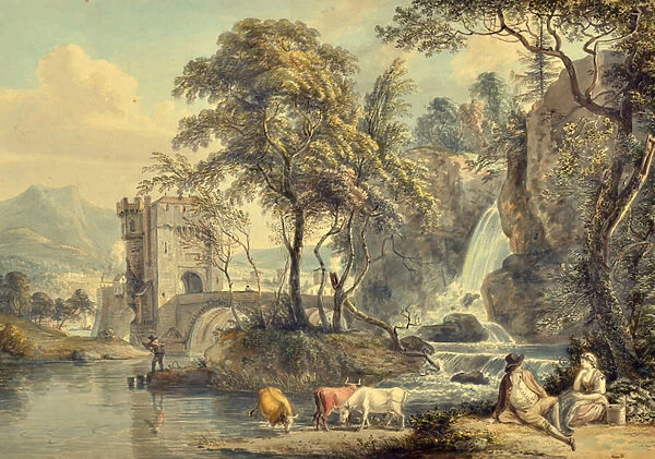 Landscape with a waterfall, 1791 (w  /  c)