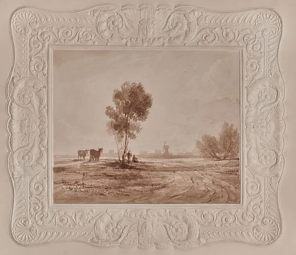 Landscape with windmill, 1810-65 (Watercolour)