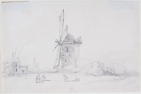 Landscape with Windmill (pencil on paper)