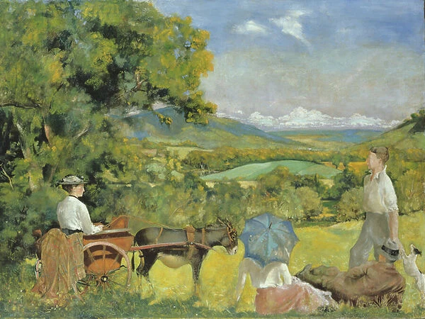 Landscape with a Woman in a Donkey Cart, 1914 (oil on canvas)
