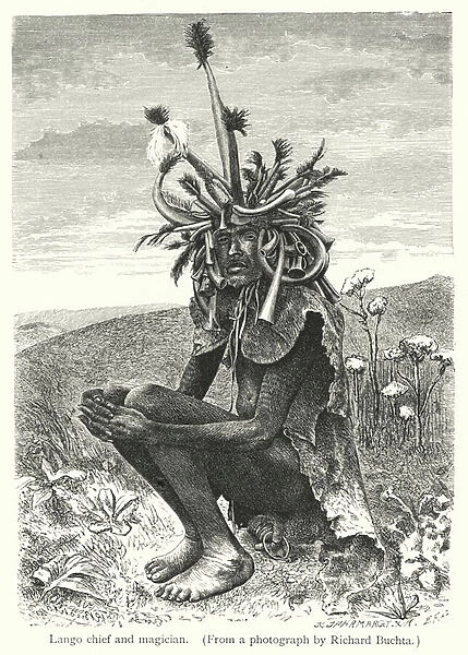 Lango chief and magician (engraving)