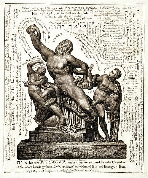 The Laocoon as Jehovah with Satan and Adam, c. 1820 (line engraving)
