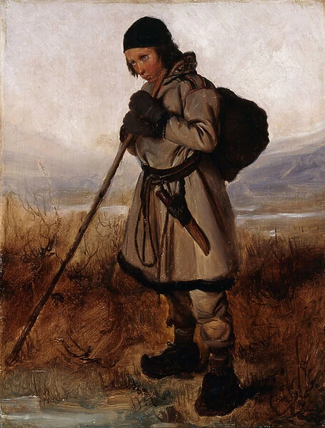 A Laplander, (oil on paper laid on board)