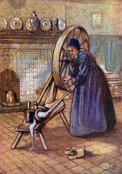 A Laren Spinning-wheel (colour litho)