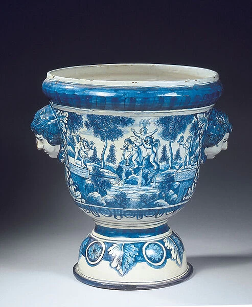Large Delft blue and white mythological garden urn in the Baroque style, c. 1700 (ceramic)