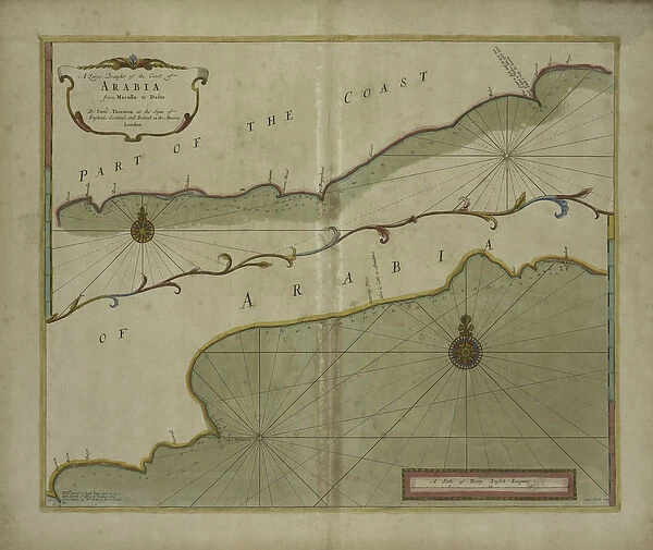 A Large Draught of the Coast of Arabia from Maculla to Dofar, 1703 (colour engraving)