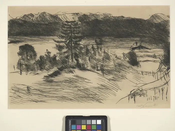 Framed Print : Large Walchenzee (etching and drypoint)