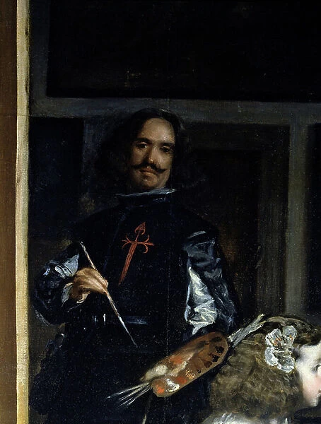 Las Meninas. Detail: self portrait of the painter in front of his easel, 1656 (oil on canvas)