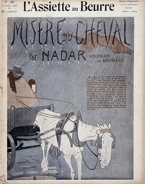 L'assiette au beurre n'219 du 10 june 1905: Misery of the horse by Nadar (print)