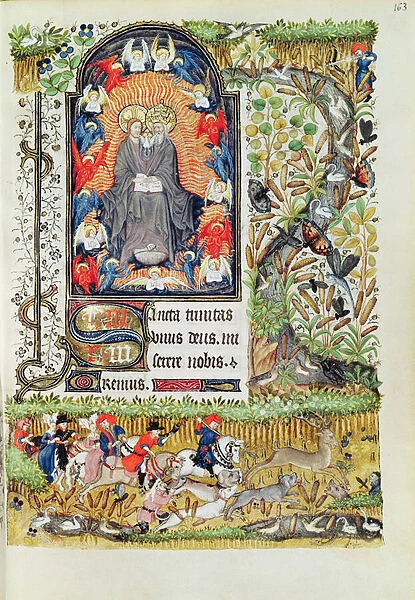 Lat 1156 B f. 163 November; deer hunting, from the Hours of Marguerite d Orleans