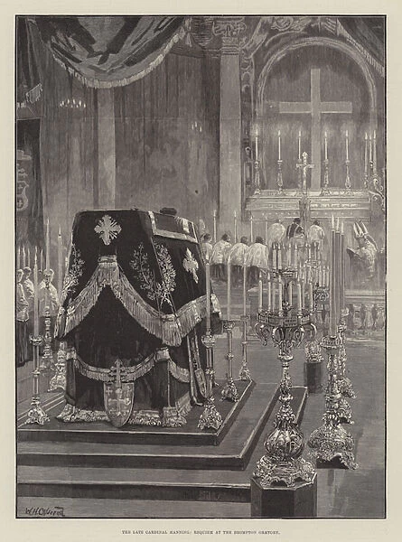 The late Cardinal Manning, Requiem at the Brompton Oratory (engraving)