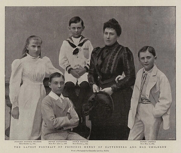 The Latest Portrait of Princess Henry of Battenberg and her Children (b  /  w photo)
