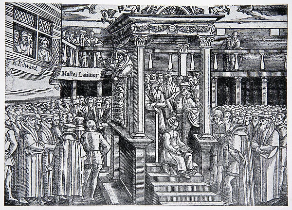 Latimer preaching before Edward VI, illustration from The History of the Nation