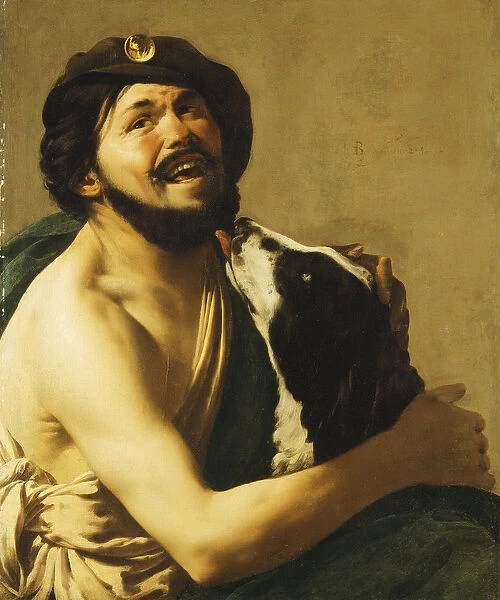 A laughing Bravo with a Dog, 1628 (oil on canvas)