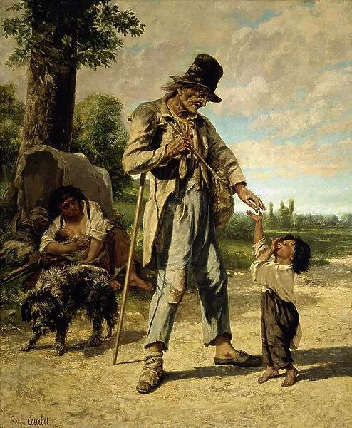 L'Aumone d'un Mendiant (oil on canvas)