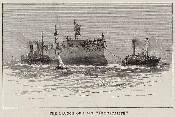 The Launch of HMS 'Immortalite'(engraving)