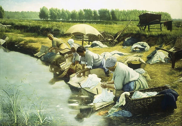 Laundry Women in the Trappes Region (oil on canvas)