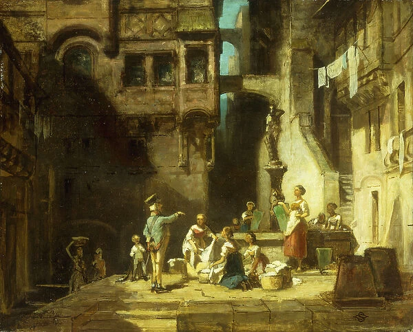 Laundry Women at the Well; Wascherinnen am Brunnen, c. 1860 (oil on canvas)