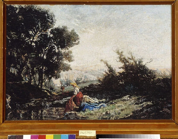 Lavandiere at the creek19th (oil on canvas)