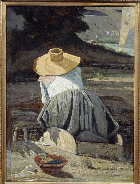 Lavandiere. Painting by Paul Camille Guigou (1834-1871), 1860. Oil on canvas. Dim: 0