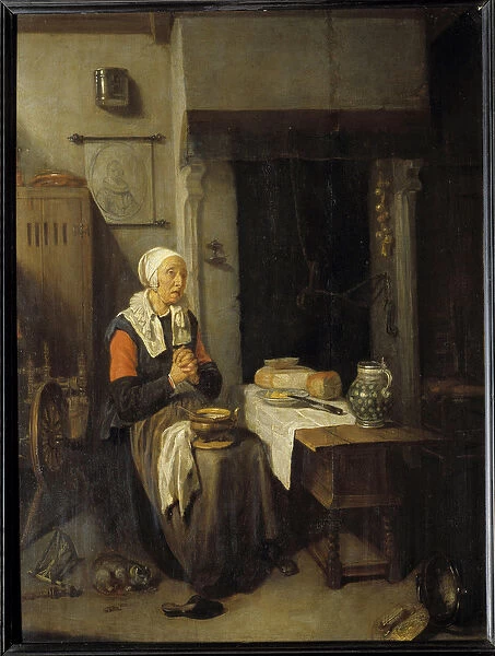 Le benedicite Painting by Quinringh (Quiringh) Gerritsz Van Brekelenkam (1620-1668