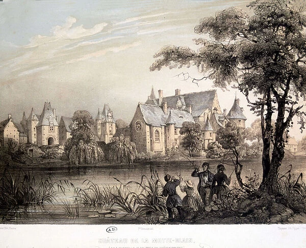 Le chateau de La Motte-Glain - Lithography, 19th century