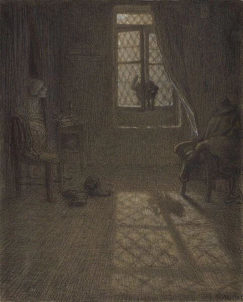 'Le chat'or The Cat at the Window, 1857-58 (conte crayon