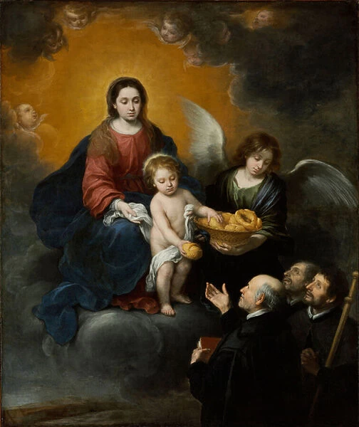 Le Christ enfant distribue du pain aux pelerins (The Infant Christ Distributing Bread to the Pilgrims) - Peinture de Bartolome Esteban Murillo (1617-1682), huile sur toile ( 219x182 cm), 1678 - Szepmuveszeti Muzeum, Budapest (Hongrie)