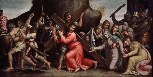 'Le christ portant sa croix'(Christ carrying the Cross) Peinture de l ecole italienne. 1550-1600 Manierisme. Regional Deineka Art Gallery, Koursk Russie
