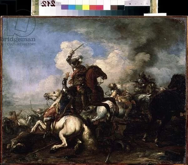'Le combat de chevaliers'(Cavalry Combat) Peinture de Jacques Courtois (1621-1676) 17eme siecle Mikhail Kroshitsky Art Museum, Sevastopol (Sebastopol) Ukraine