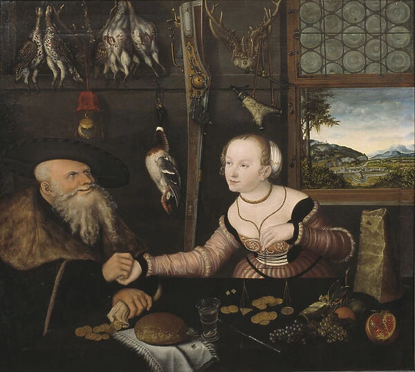Le couple mal assorti - The Ill-matched Couple, by Cranach, Lucas, the Elder (1472-1553)