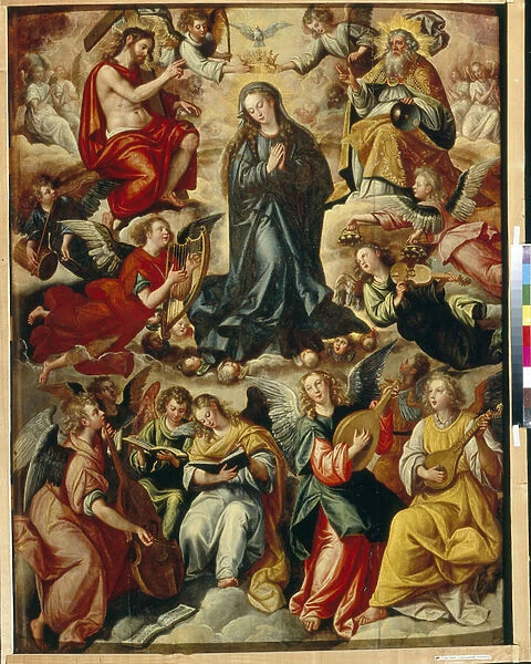 Le couronnement de la Vierge (The Coronation of the Virgin). L assomption de la Vierge, entouree d anges musiciens et chanteurs, est couronnee par des anges et surmontee de l Esprit Saint