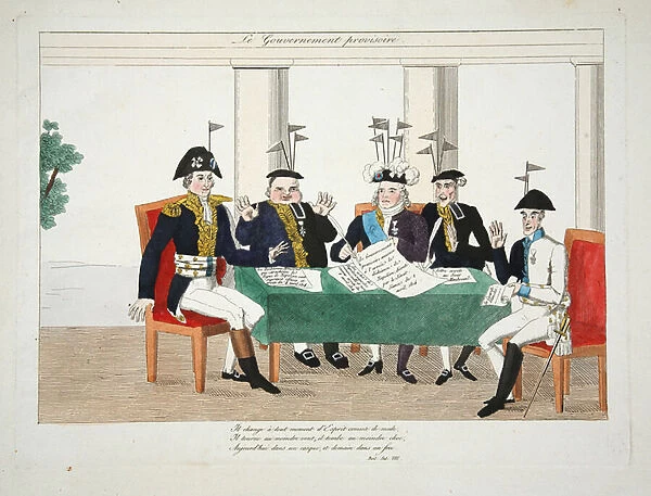 Le Gouvernment Provisoire, pub. 1814 (hand coloured engraving)