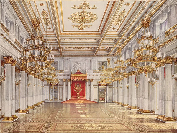 Le hall George (la grande salle du trone) du palais d hiver de Saint Petersbourg (The George Hall, Great Throne Hall, of the Winter Palace in St Petersbourg) - Oeuvre de Konstantin Andreyevich Ukhtomsky (Constantin Oukhtomsky) (1818-1881)