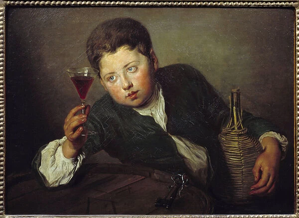 Le jeune degustateur Painting by Philippe Mercier (1689-1760) (ec. angl. ) 18th century Sun