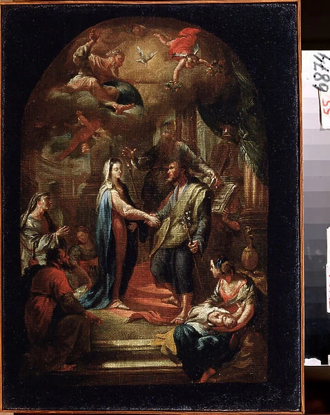 'Le mariage de la Vierge'(The Marriage of Mary and Joseph) Peinture de Domenico Corvi (1721-1803) 18eme siecle State Art Museum, Toula, Russie