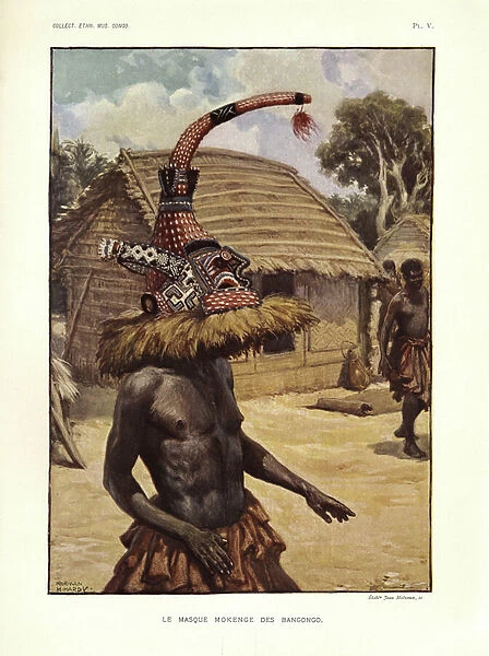 Le Masque mokenge des Bangongo, illustration from Notes ethnographiques sur les